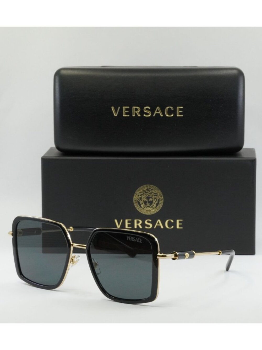 Versace VE2261 100287 Square Sunglasses – Black/Dark Gray
